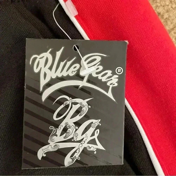 NWT Blue Gear Black Red Stripe Cotton Blend Track Straigt
Leg Cozy Mens Pants M - Picture 9 of 14